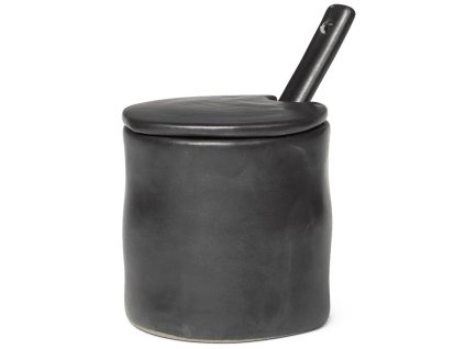 Zoutpotje FLOW 8 cm, zwart, aardewerk, stevig LIVING