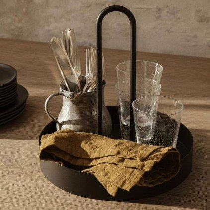 Dienblad GRIB 28 cm, zwart, ijzer, stevig LIVING