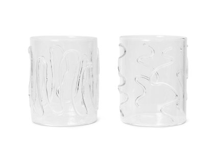 Waterglas DOODLE 350 ml, set van 2 stuks, licht, glas, gefermenteerd LIVING