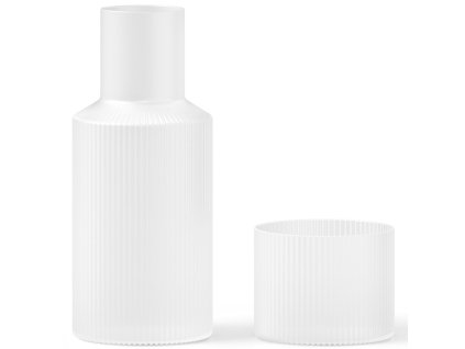 Waterkaraf RIPPLE 500 ml, met glas, wit, glas, gefermenteerd LIVING