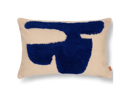 Kussentje LAY 60 x 40 cm, blauw, katoen / wol, stevig LIVING