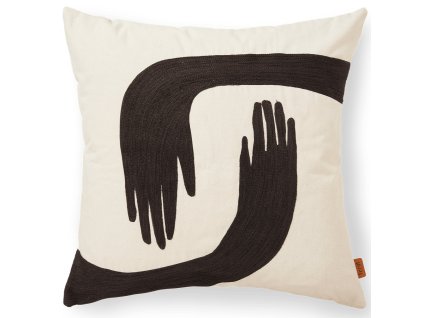 Kussentje POSE 50 x 50 cm, wit / bruin, katoen, stevig LIVING