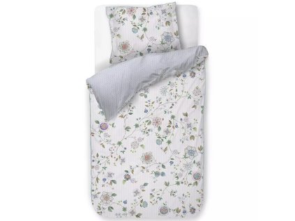 Eenpersoons beddengoedset FLORES BAILANDO 160 x 200 cm, wit, perkaal katoen, Pip Studio