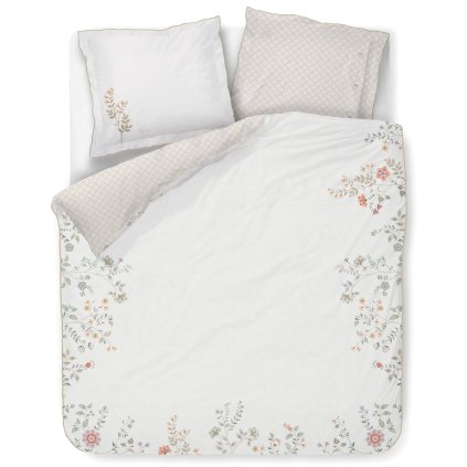 Tweepersoons beddengoedset CAMPO DE FLORES 200 x 220 cm, wit, percal katoen, Pip Studio