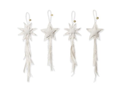 Kerstboomversiering VELA 22 cm, set van 4 stuks, wit, katoen, ferm LIVING