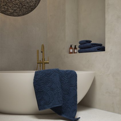 Handdoek DODO PAVONE 55 x 100 cm, blauw, katoen, Moooi
