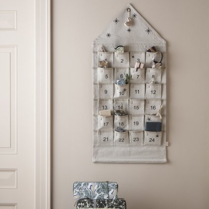 Adventskalender STAR 50 x 100 cm, zand, katoen, stevig LIVING