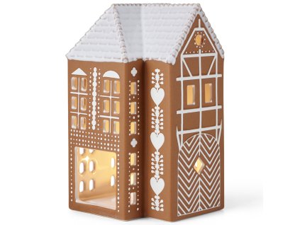 Theelichthouder GINGERBREAD LIGHTHOUSE 17 cm, bruin, aardewerk, Kähler