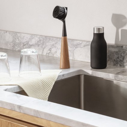 Afwasborstel 23 cm, zwart, nylon / hout, Eva Solo