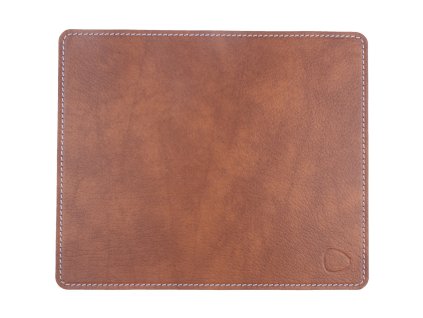 Muismat SQUARE BULL 25 x 30 cm, cognac / wit, leer, LIND DNA