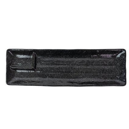 Serveerbord CONTOUR 33 x 10,5 cm, hoge rand, zwart, keramiek, MIJ