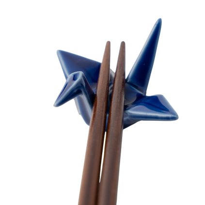 Eetstokjes steun ORIGAMI CRANE, blauw, keramiek, MIJ