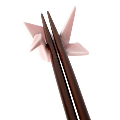 Eetstokjes steun ORIGAMI CRANE, roze, keramiek, MIJ