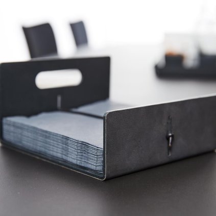 Servethouder NUPO 18 cm, antraciet / antraciet, leer / aluminum, LIND DNA