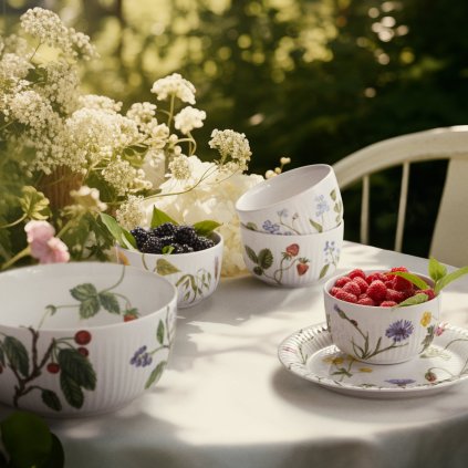 Dessertbordje HAMMERSHOI SUMMER - WILD FLOWERS 22 cm, wit, porselein, Kähler
