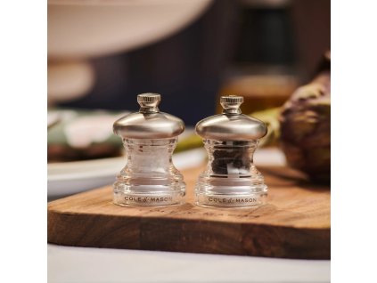 Peper- en zoutmolenstel BUTTON 6,5 cm, set van 2 stuks, acryl, Cole & Mason