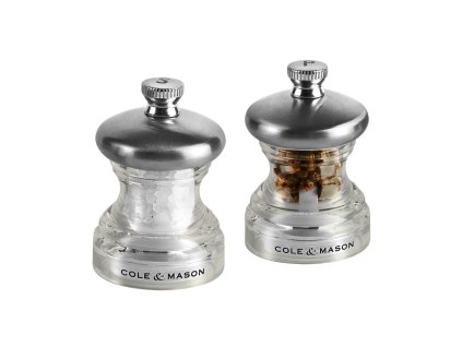 Peper- en zoutmolenstel BUTTON 6,5 cm, set van 2 stuks, acryl, Cole & Mason