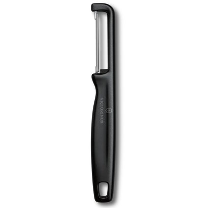 Groenteschiller IOTA 16 cm, recht blad, zwart, plastic, Victorinox