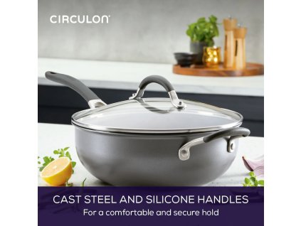 Inductiewok SCRATCHDEFENSE A1 26 cm, 4,25 l, met deksel, aluminum, Circulon