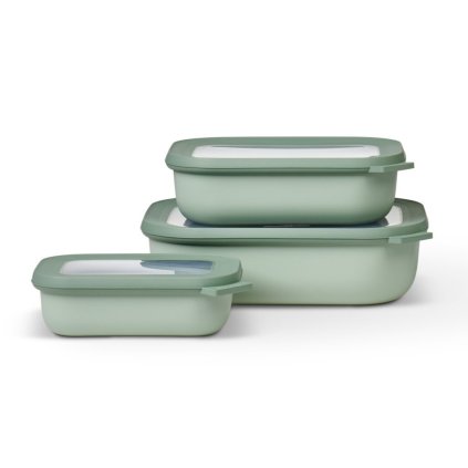 Voedselbewaarbakje CIRQULA RECT L, set van 3 stuks, noordelijke salie, plastic, Mepal
