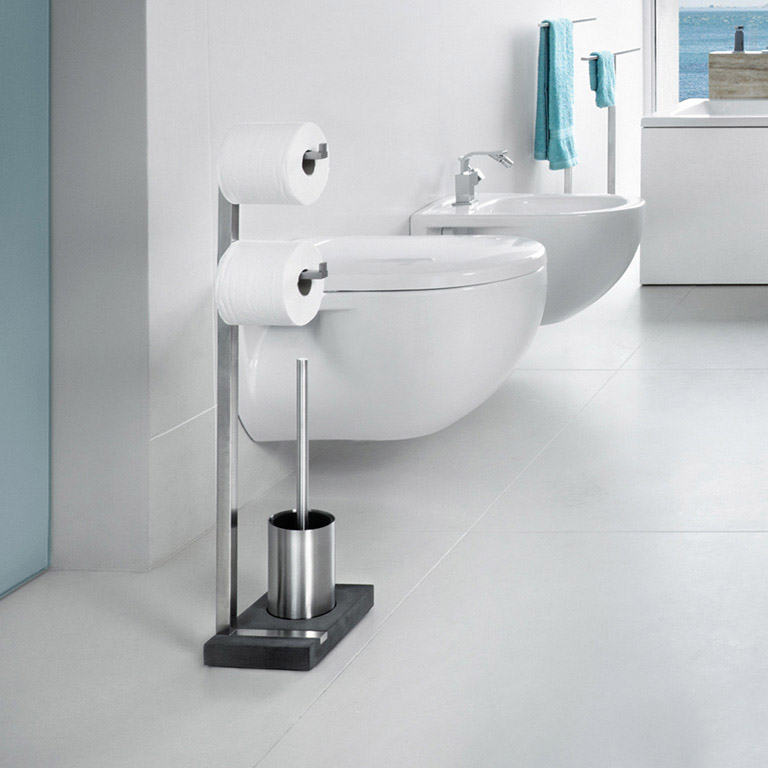 Vrijstaande wc-rolhouder met reserverolhouder en toiletborstel MENOTO, Blomus