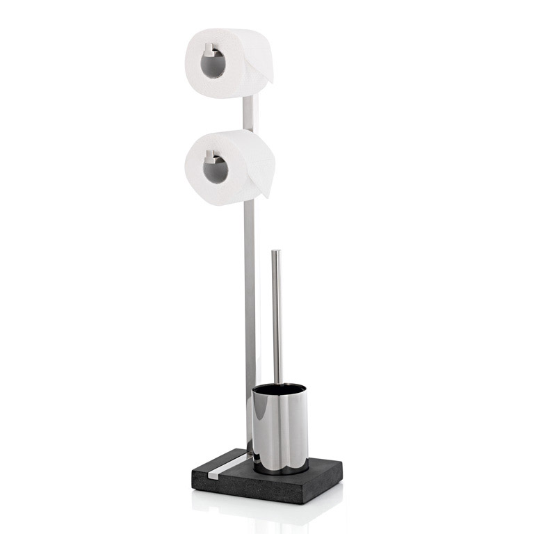 Vrijstaande wc-rolhouder met reserverolhouder en toiletborstel MENOTO, Blomus