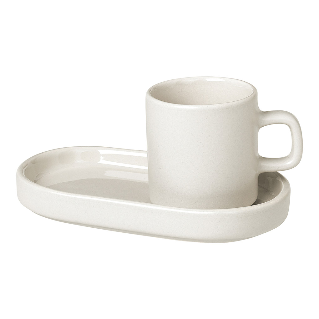 Espressokopje met schotel PILAR, set van 2 stuks, 50 ml, crème, Blomus