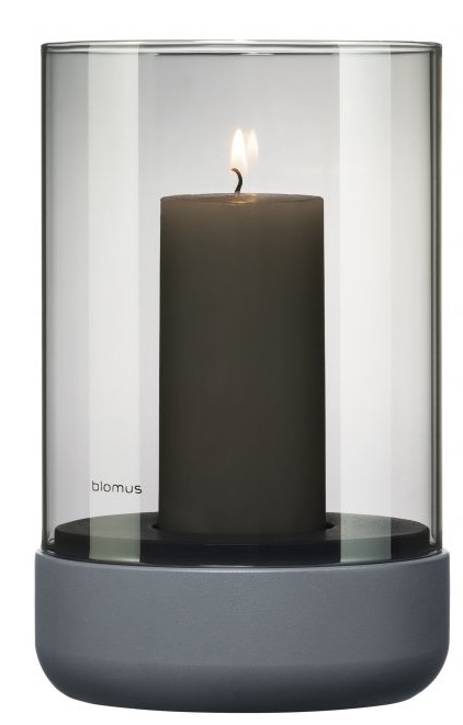 Windlicht CALMA 20 cm, grijs, beton en glas, Blomus