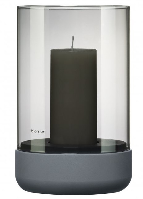 Windlicht CALMA 20 cm, grijs, beton en glas, Blomus