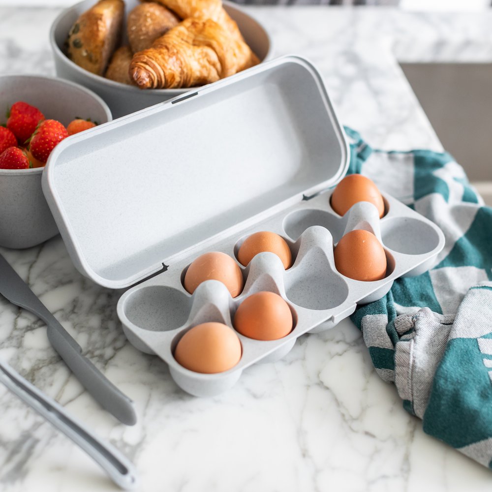 Eierdoos EGGS TO GO 28 cm, voor 10 eieren, wit katoen, Koziol