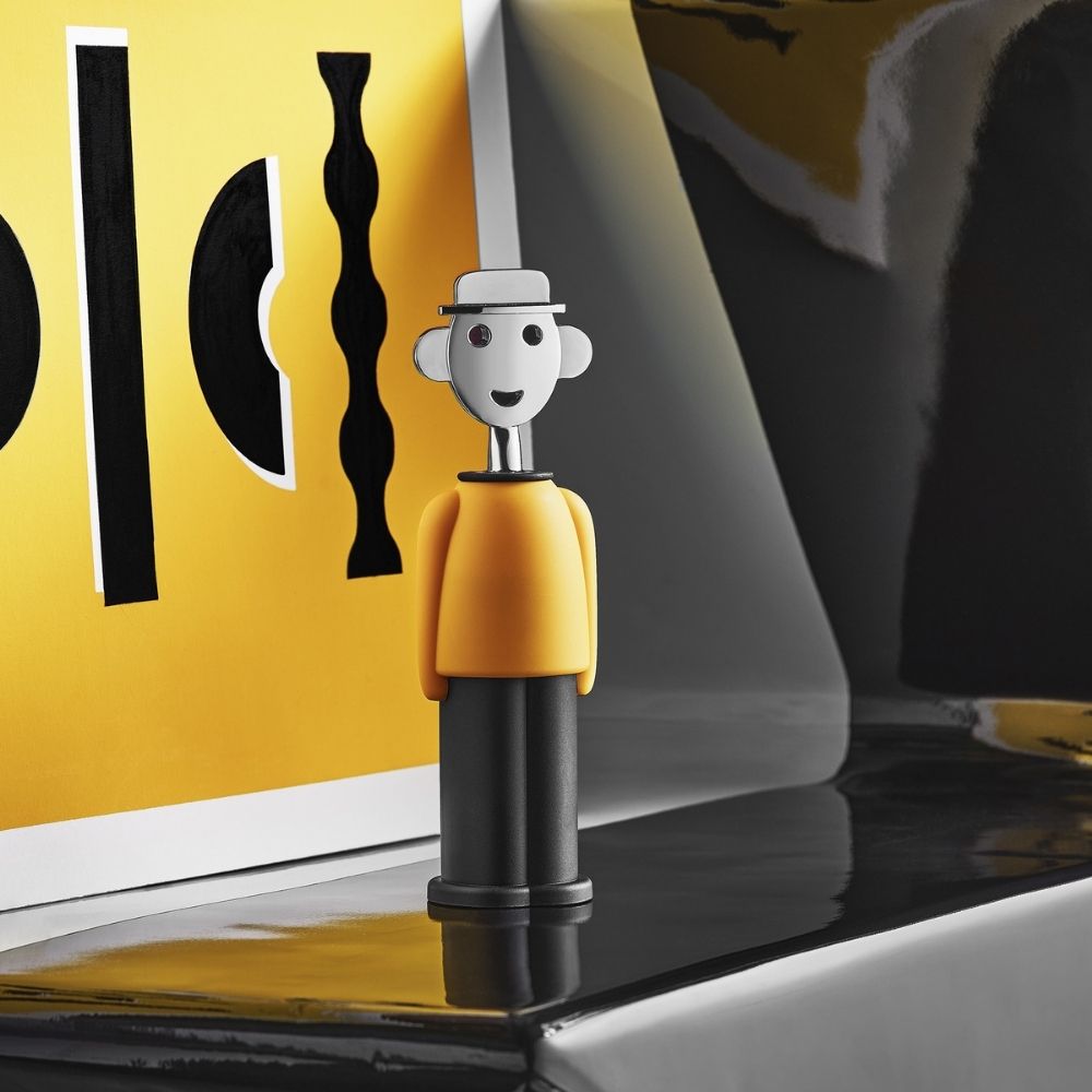 Kurkentrekker ALESSANDRO M, geel en zwart, Alessi