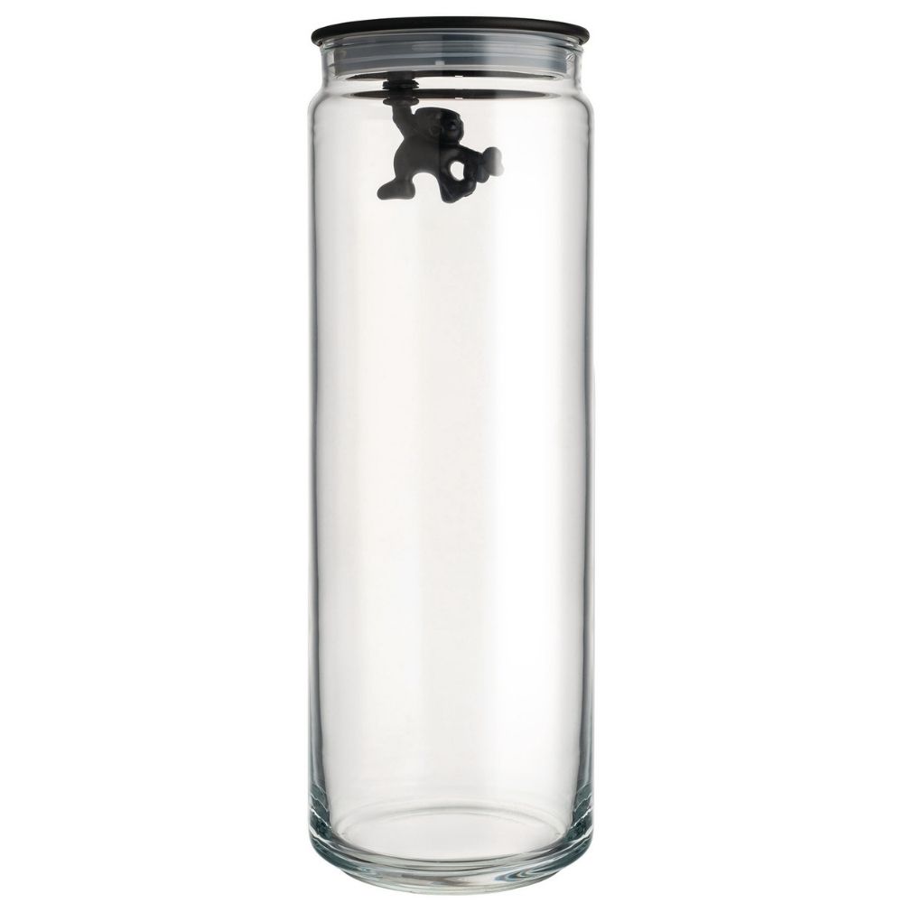 Vershoudpot GIANNI 2 l, zwart deksel, glas, Alessi