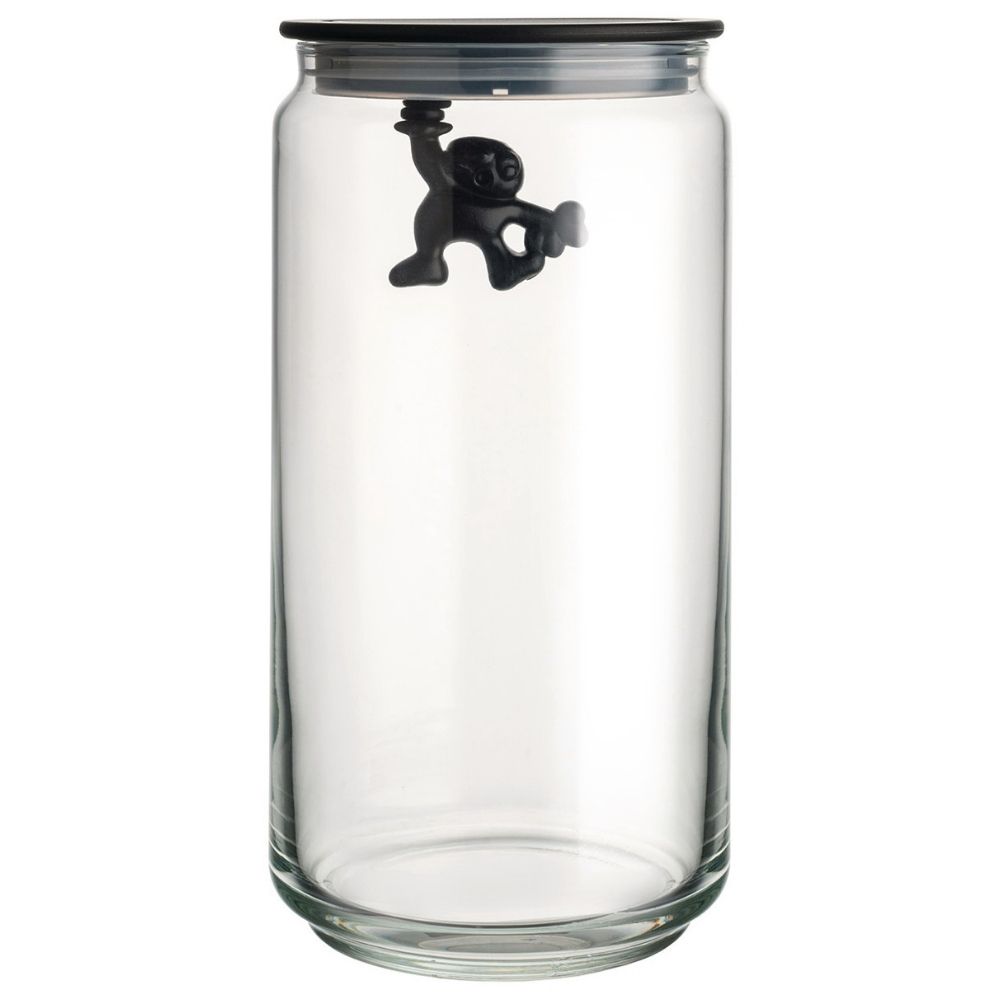 Vershoudpot GIANNI 1,4 l, zwart deksel, glas, Alessi