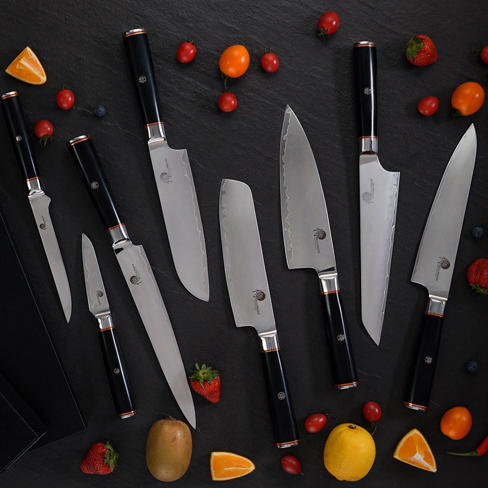 Snij- en portioneermessen SUJIHIKI OKAMI 22,5 cm, zwart, Dellinger