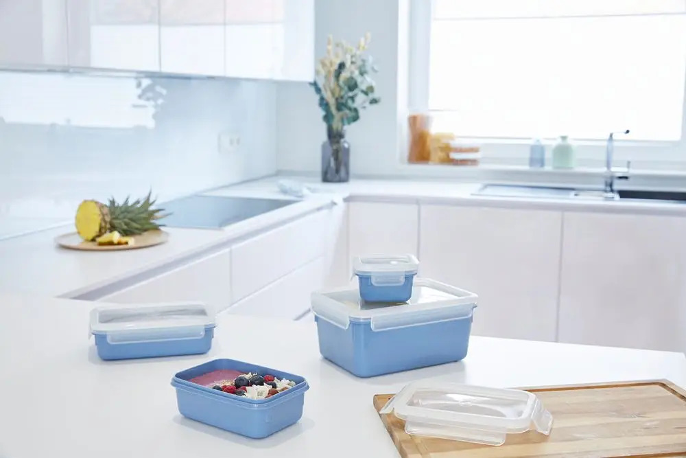Voedselbewaardoos MASTER SEAL COLOUR EDITION N1030810 , set van 4 stuks, blauw, plastic, Tefal