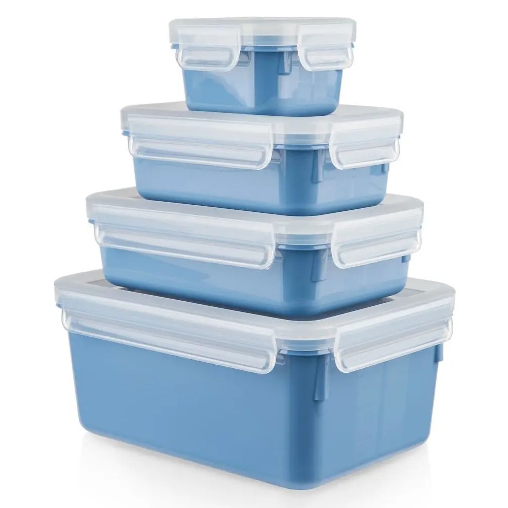 Voedselbewaardoos MASTER SEAL COLOUR EDITION N1030810 , set van 4 stuks, blauw, plastic, Tefal