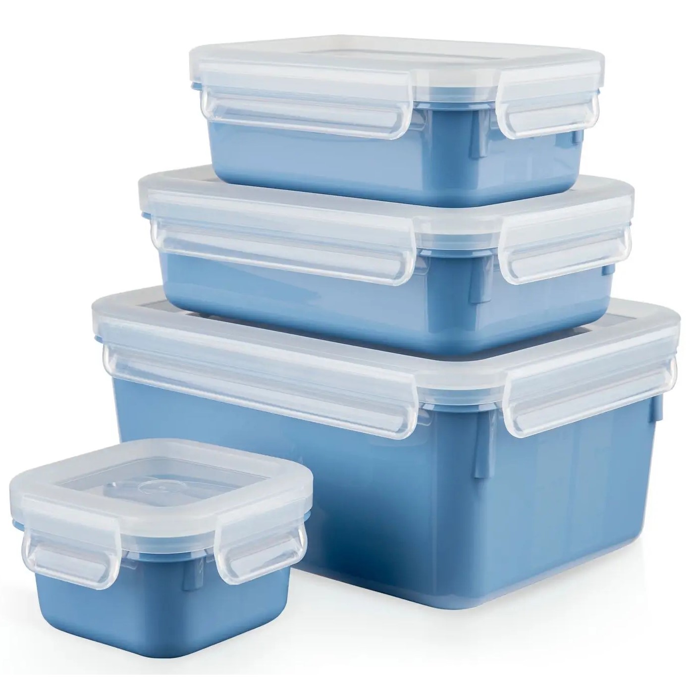 Voedselbewaardoos MASTER SEAL COLOUR EDITION N1030810 , set van 4 stuks, blauw, plastic, Tefal