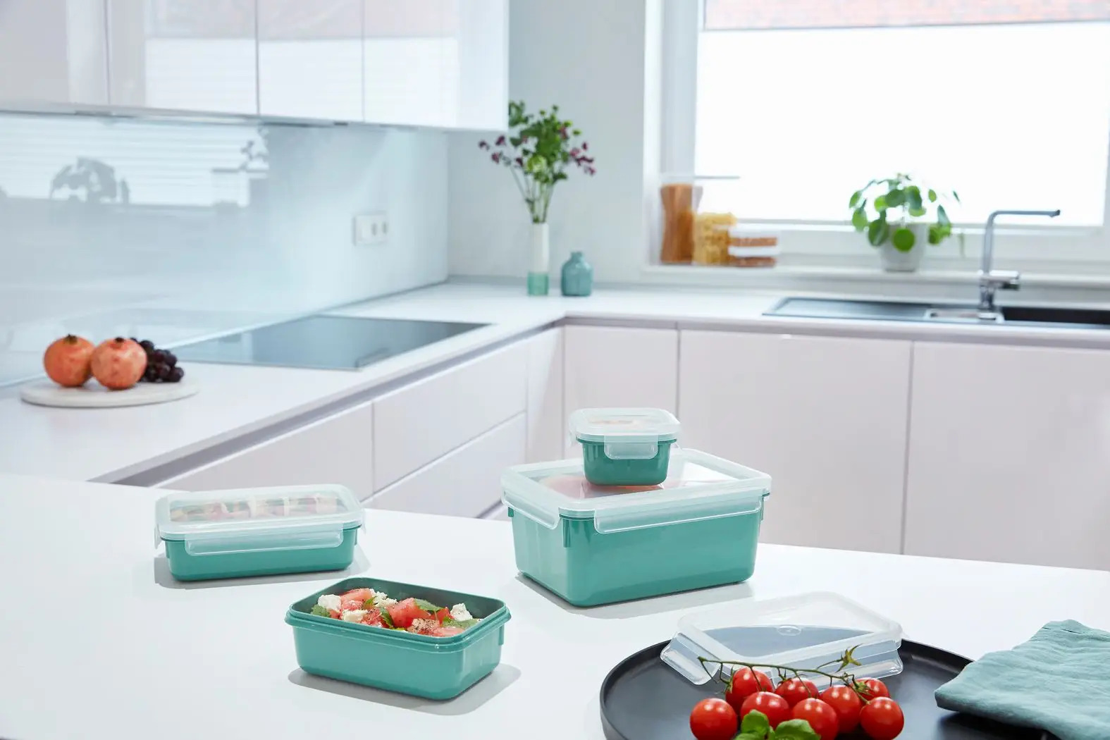 Voedselbewaardoos MASTER SEAL COLOUR EDITION N1031010 , set van 4 stuks, groen, plastic, Tefal