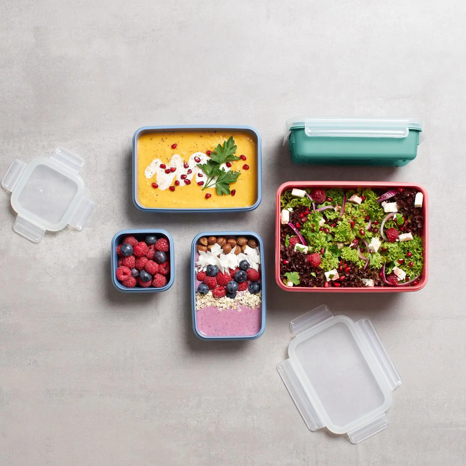 Voedselbewaardoos MASTER SEAL COLOUR EDITION N1031010 , set van 4 stuks, groen, plastic, Tefal