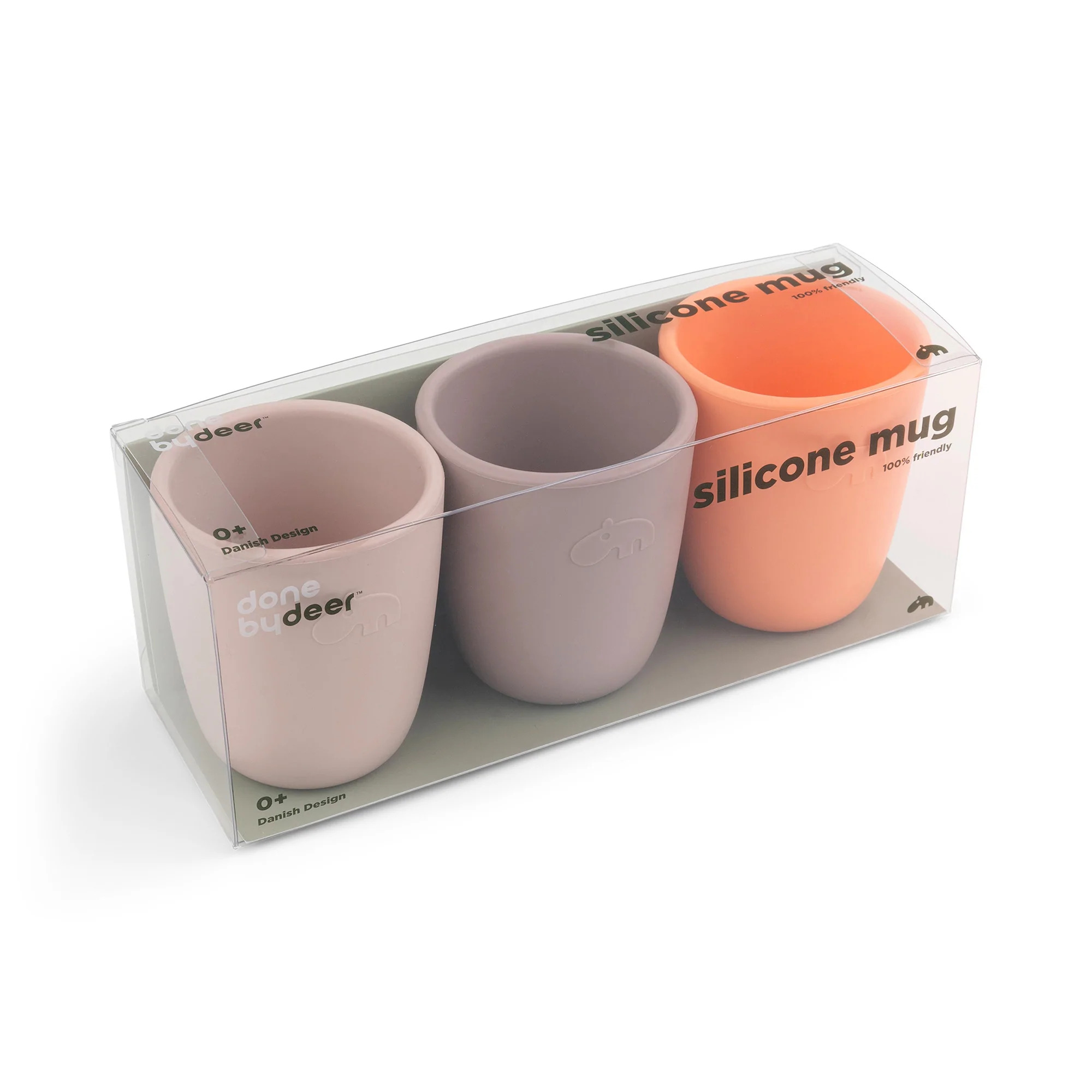 Kinderbeker 160 ml, set van 3 stuks, roze, siliconen, Done by Deer