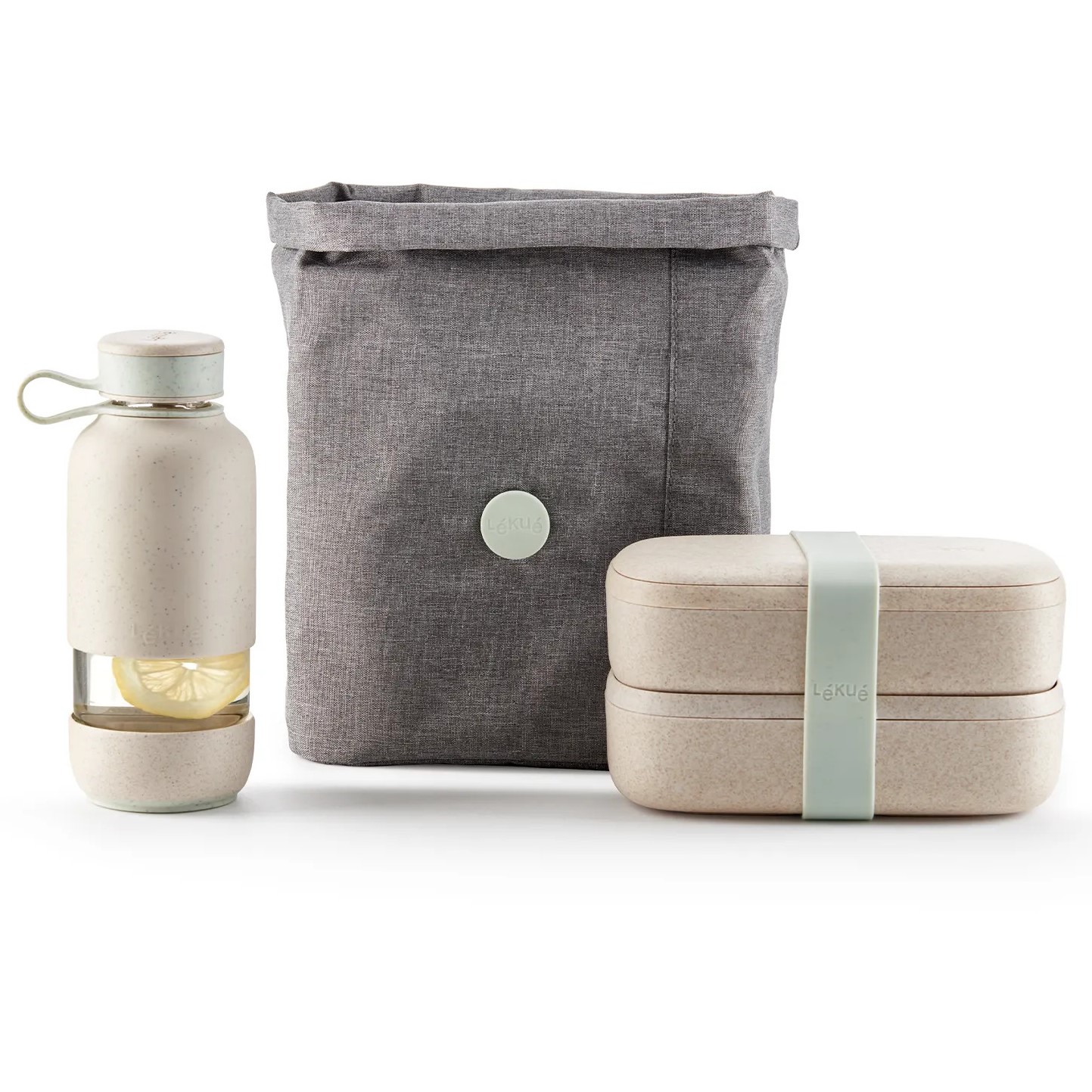 Waterfles BOTTLE TO GO 600 ml, crème, Lékué