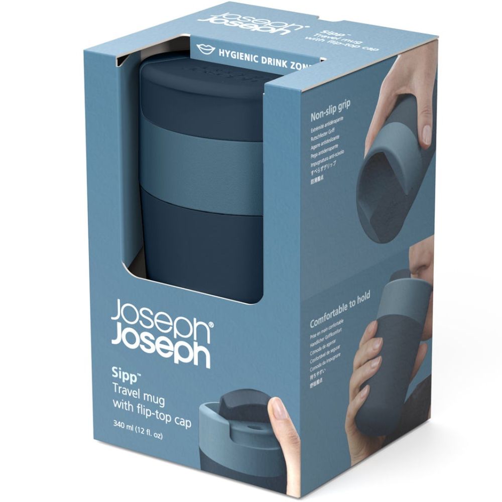 Reisbeker SIPP 81122 340 ml, lekvrij, blauw, Joseph Joseph