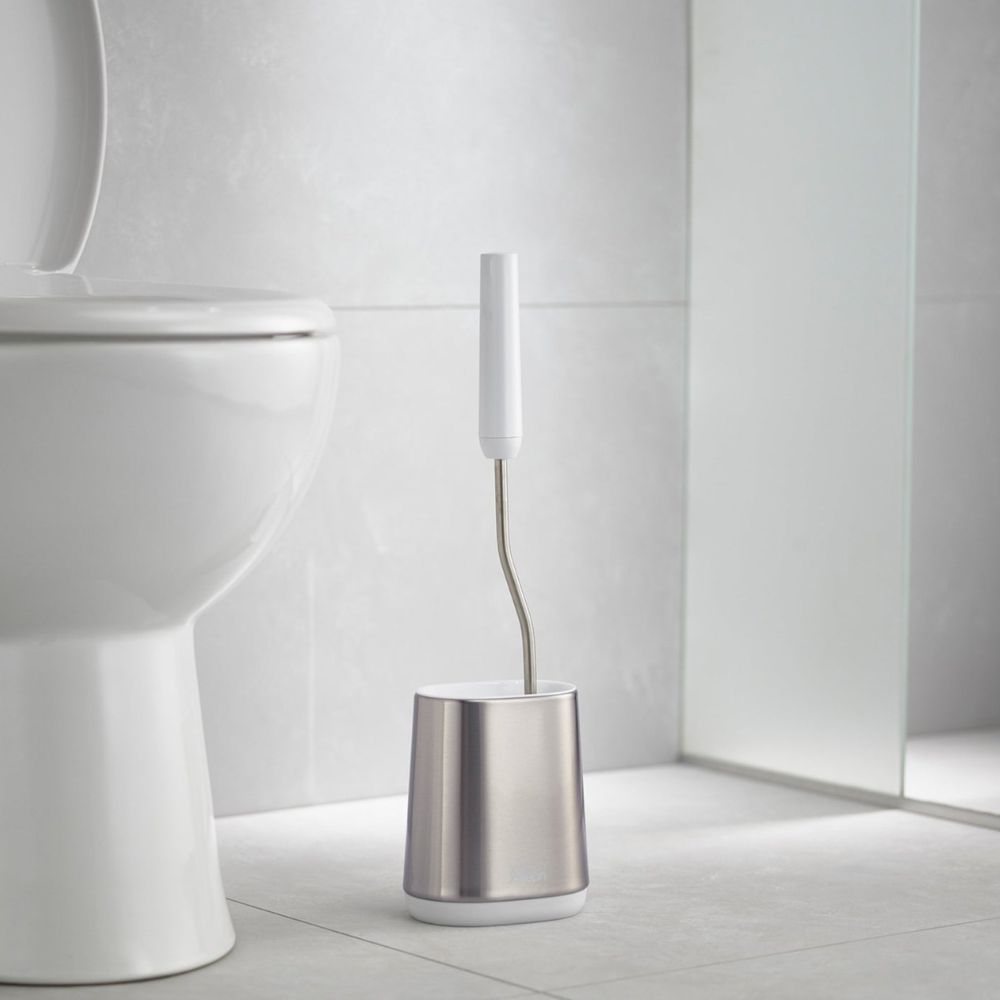 Toiletborstel met houder FLEX LITE 70561, wit / zilver, siliconen, Joseph Joseph