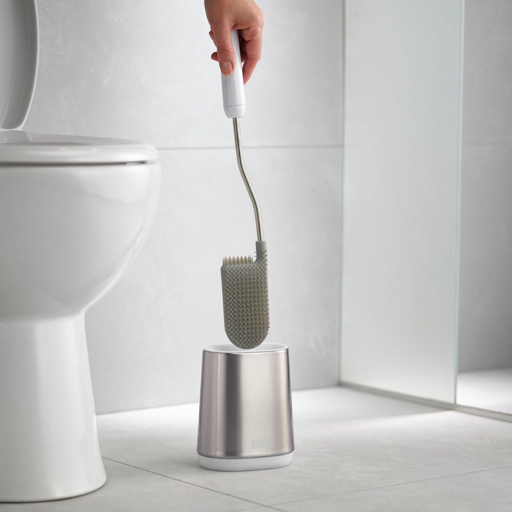 Toiletborstel met houder FLEX LITE 70561, wit / zilver, siliconen, Joseph Joseph