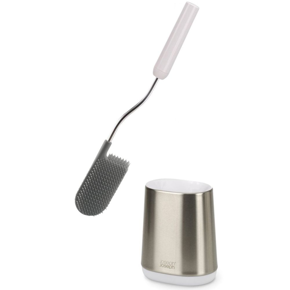Toiletborstel met houder FLEX LITE 70561, wit / zilver, siliconen, Joseph Joseph