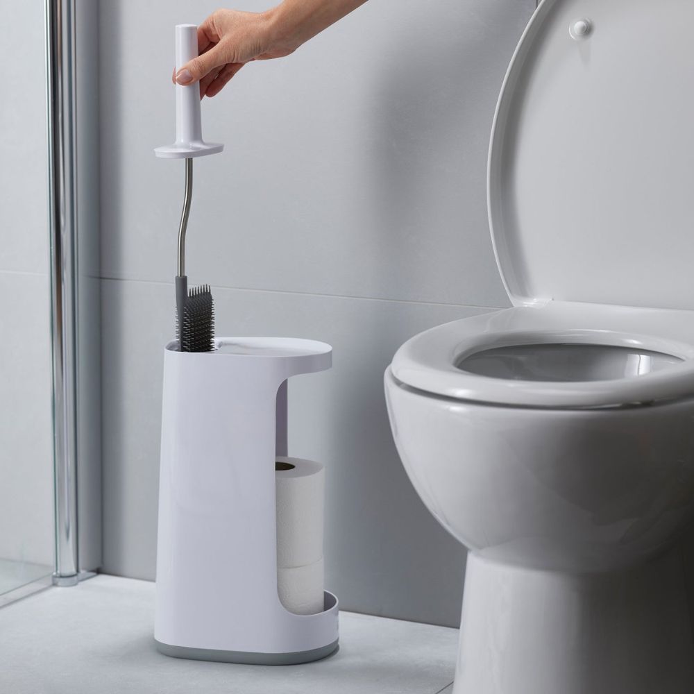 Toiletborstel met houder FLEX STORE 70536, wit / blauw, Joseph Joseph