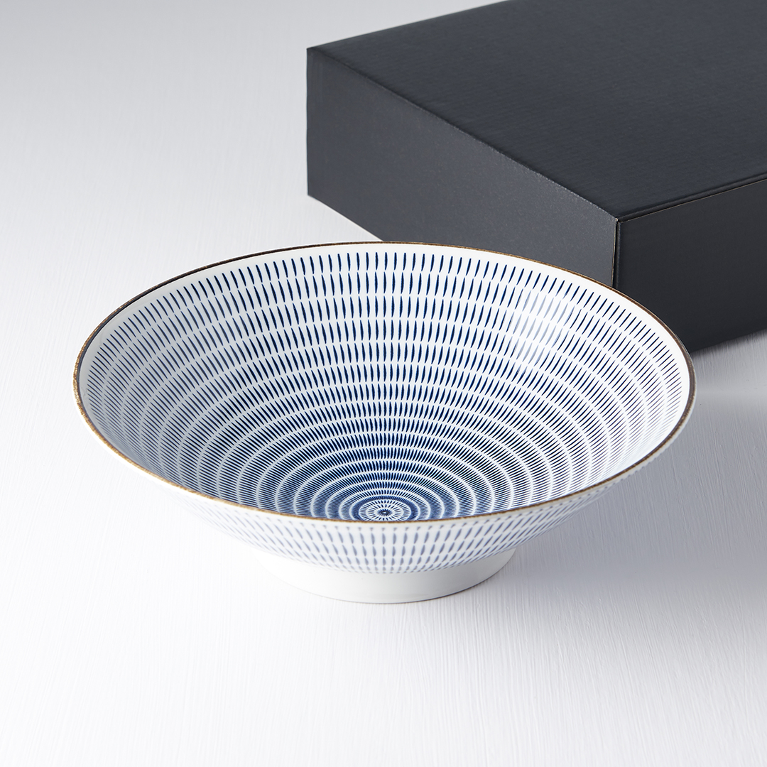 Ramen-kom RADIATING LINES BLUE & WHITE 25 cm, 900 ml, MIJ