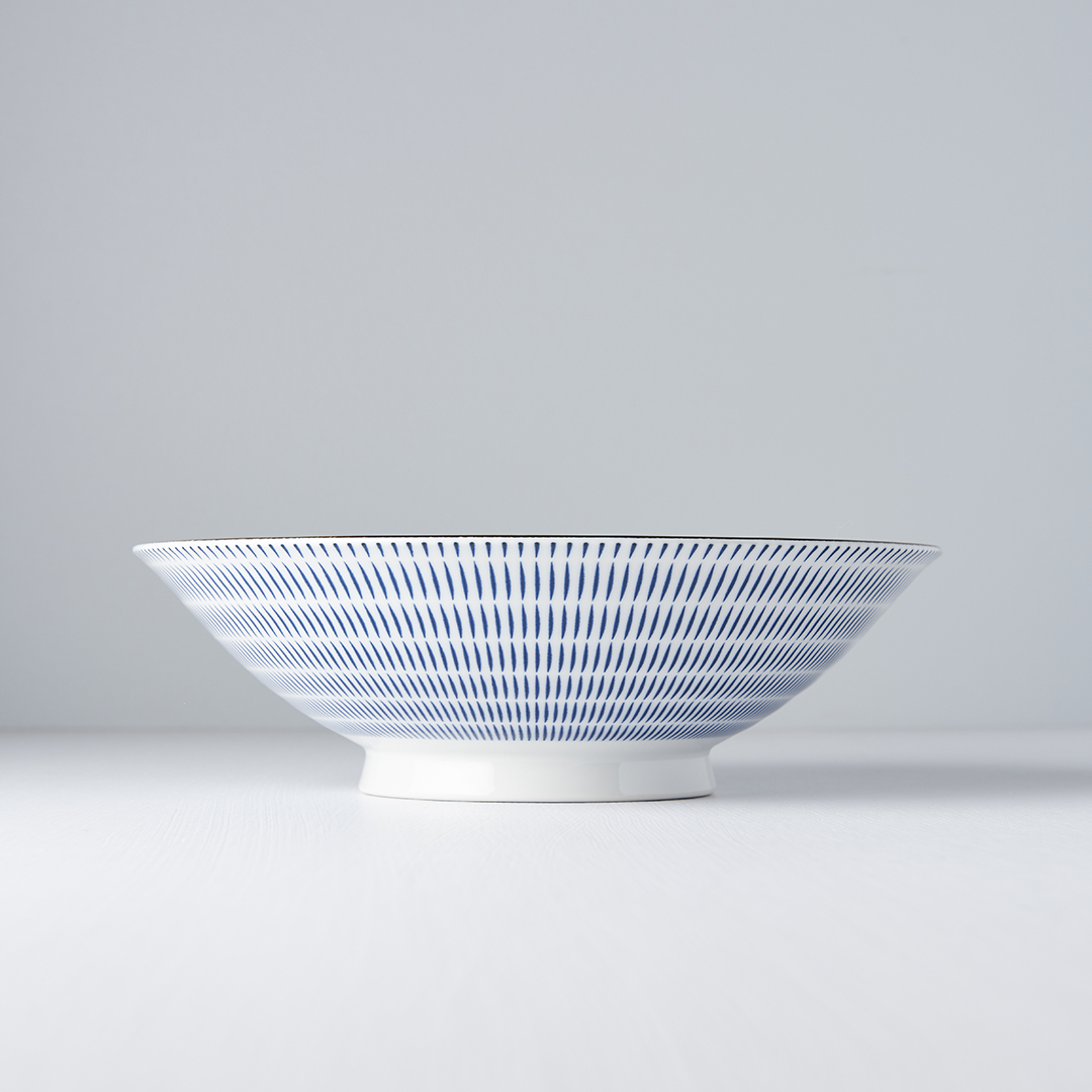 Ramen-kom RADIATING LINES BLUE & WHITE 25 cm, 900 ml, MIJ