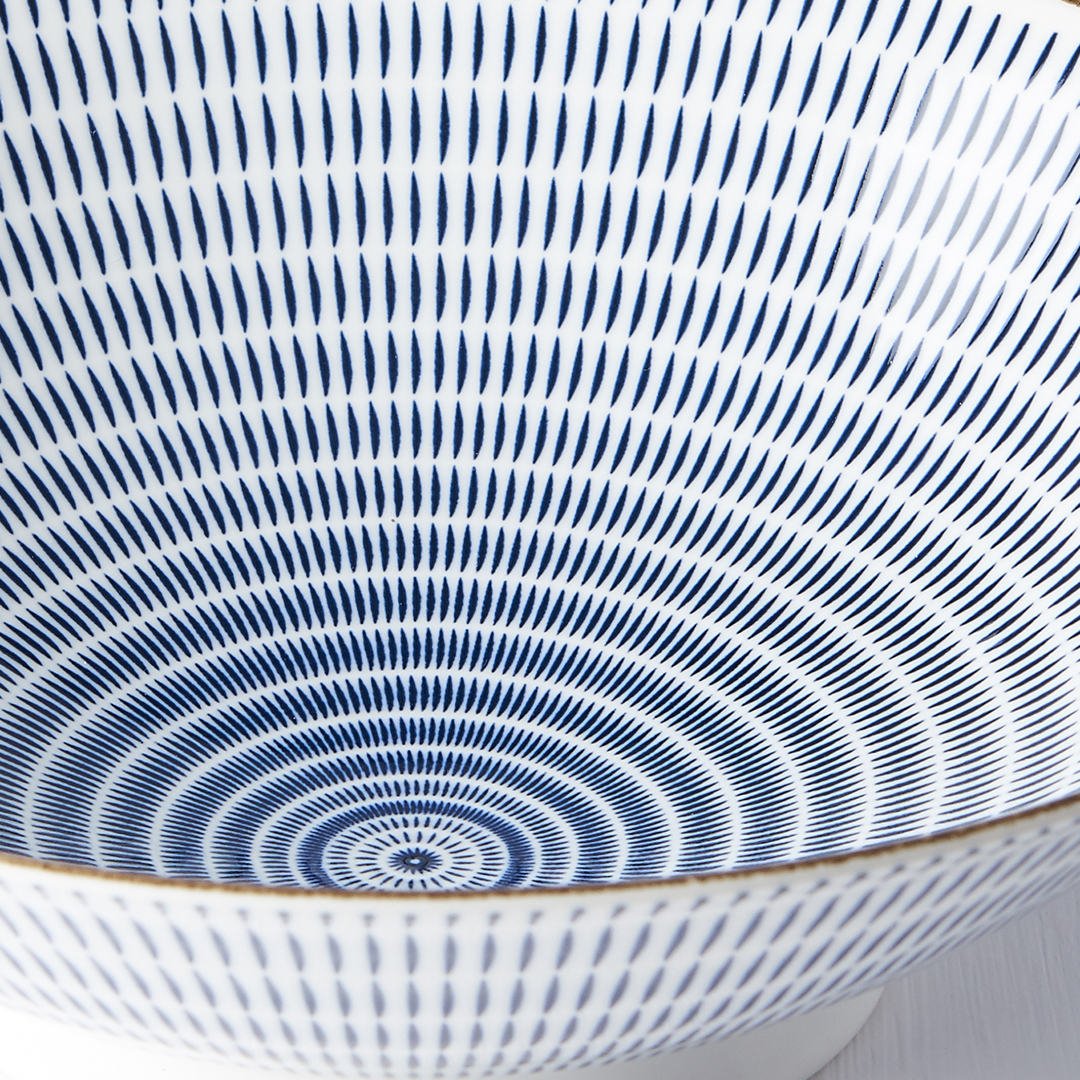 Ramen-kom RADIATING LINES BLUE & WHITE 25 cm, 900 ml, MIJ