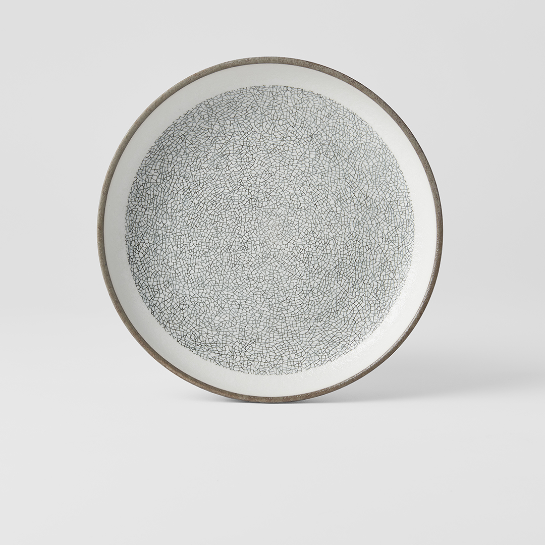 Dessertbord CRAZED GREY 22 cm, met hoge rand, MIJ